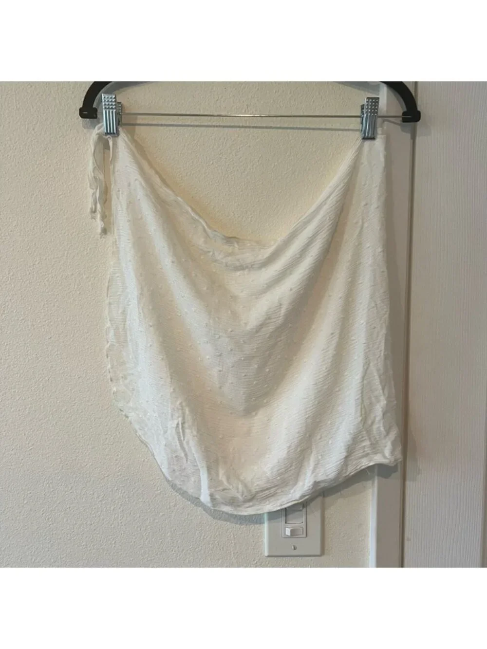Semi Sheer White Polka Dot Mini Wrap Cover Up Skirt Size Small